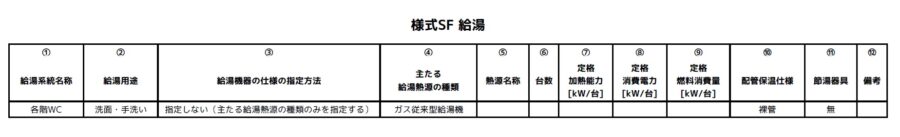 小規模版_様式SF_ガス給湯機_規定値