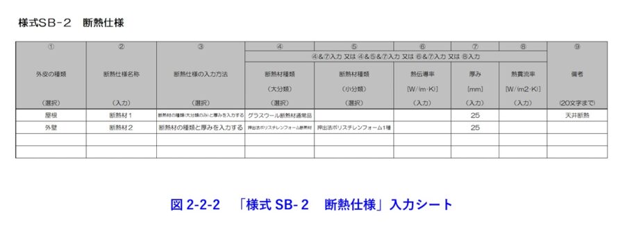 様式SB-2_断熱仕様入力シート